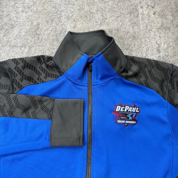 DePaul Blue Demons Nike Track Jacket Men M Gray Colorblock Full Zip DRI-FIT - Picture 1 of 16